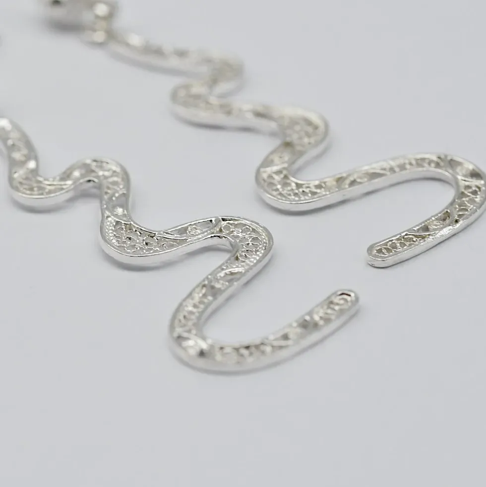 Serpente I Boucles d'oreille en argent - 6cm