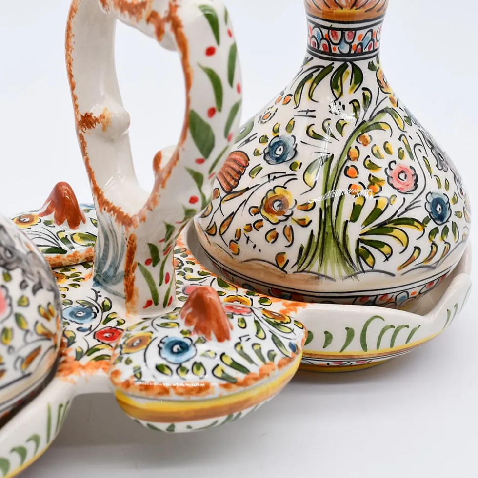 Service de table huile - vinaigre - sel - poivre en céramique de Coimbra