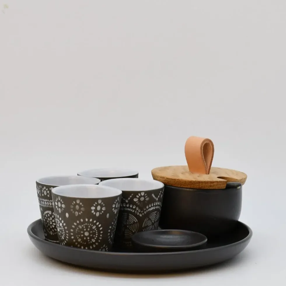Service à expresso en grès