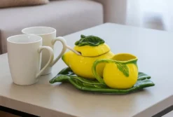 Service à thé en céramique en forme de citron