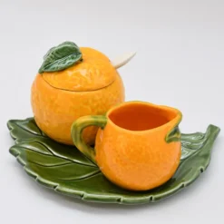 Service à thé en céramique en forme d'orange