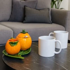 Service à thé en céramique en forme d'orange