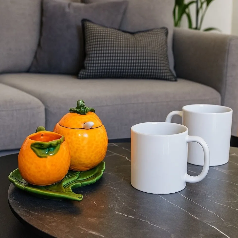 Service à thé en céramique en forme d'orange