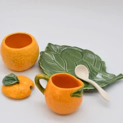 Service à thé en céramique en forme d'orange