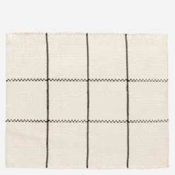 Set de table en coton recyclé - Blanc cassé et noir