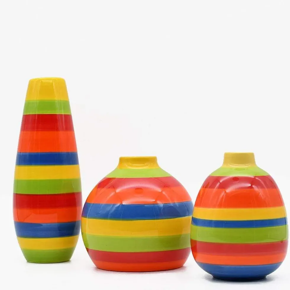Soliflore en céramique rayé - Multicolore