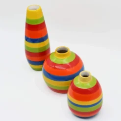 Soliflore en céramique rayé - Multicolore