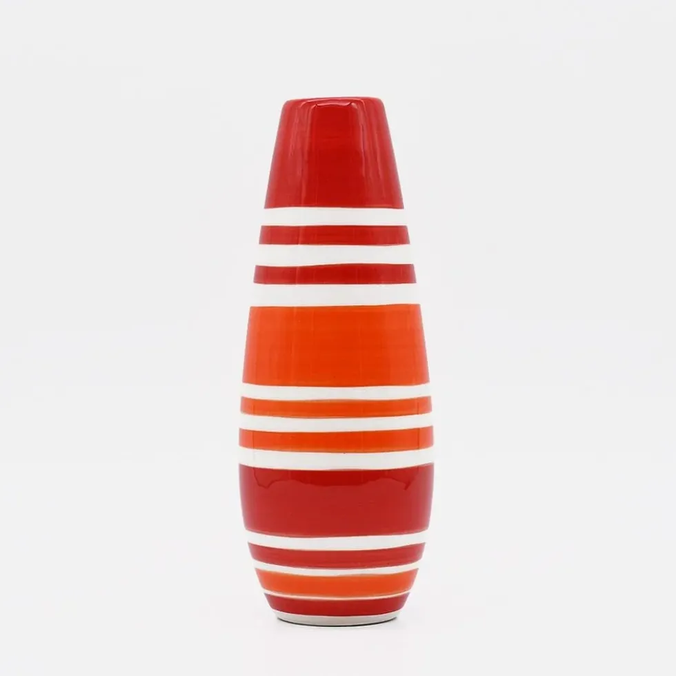 Soliflore en céramique rayé - Rouge