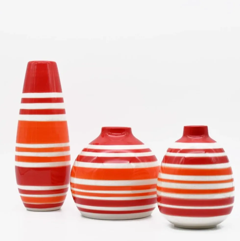 Soliflore en céramique rayé - Rouge