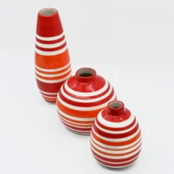Soliflore en céramique rayé - Rouge