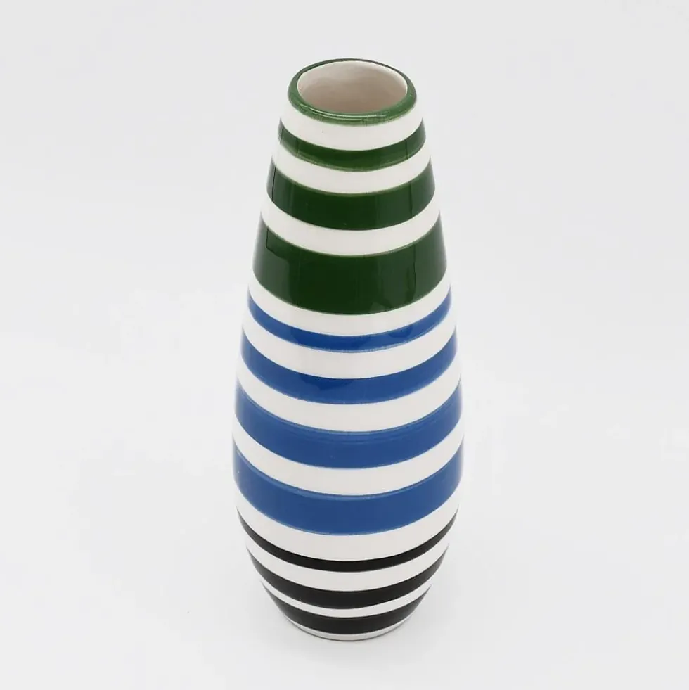 Soliflore en céramique rayé - Vert