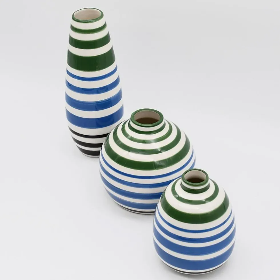 Soliflore en céramique rayé - Vert