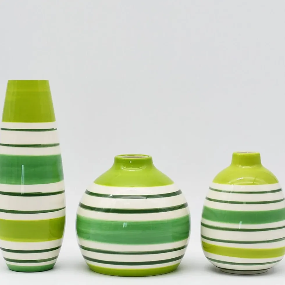 Soliflore en céramique rayé - Vert