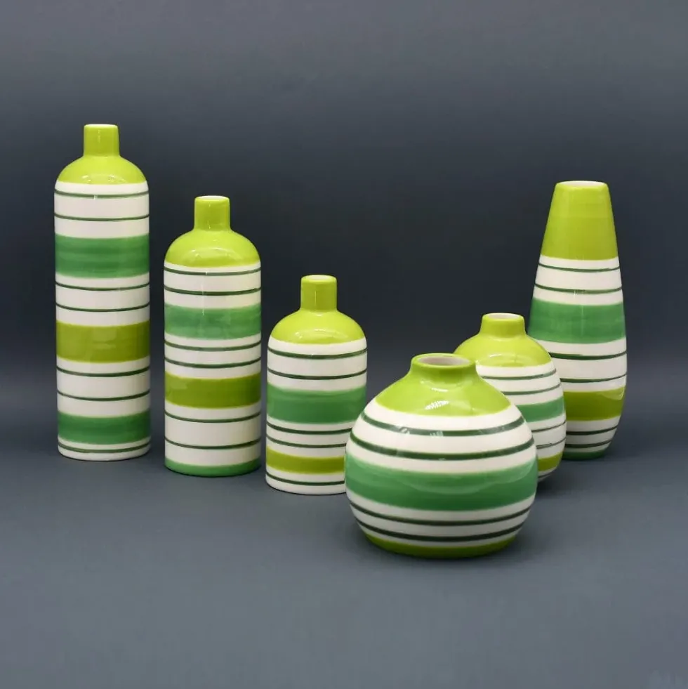 Soliflore en céramique rayé - Vert