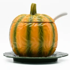 Soupière en céramique en forme de citrouille