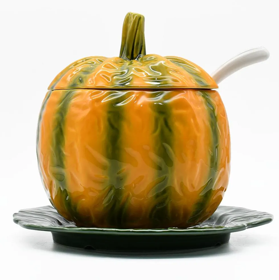 Soupière en céramique en forme de citrouille