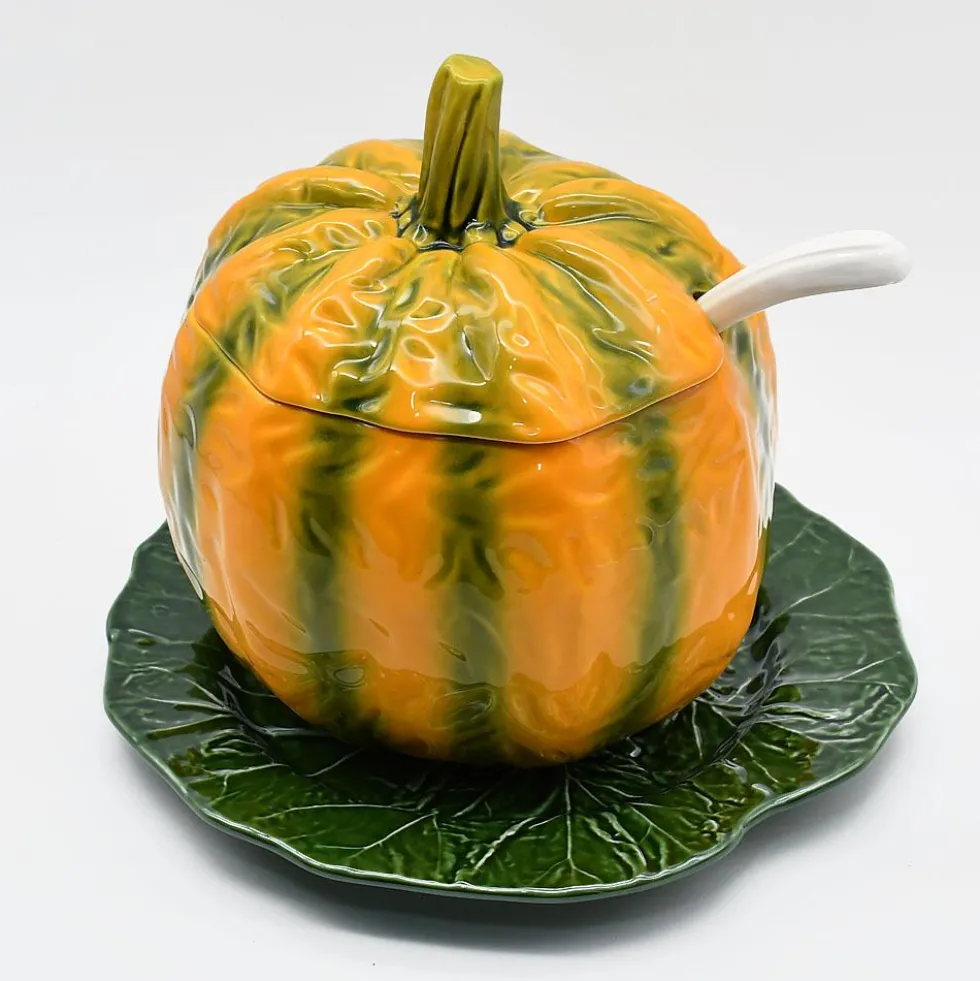 Soupière en céramique en forme de citrouille