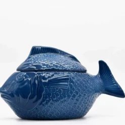 Soupière en céramique en forme de Poisson - Bleu cobalt