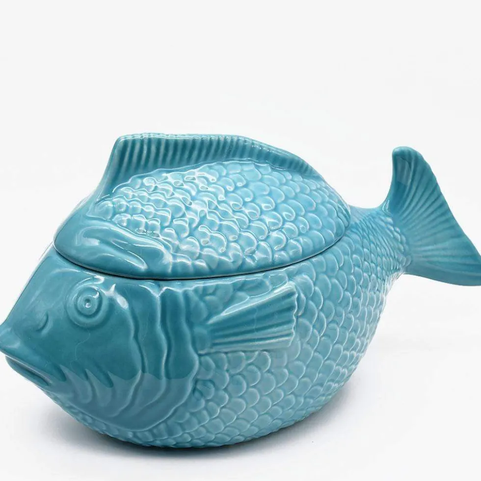 Soupière en céramique en forme de Poisson - Turquoise