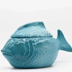 Soupière en céramique en forme de Poisson - Turquoise