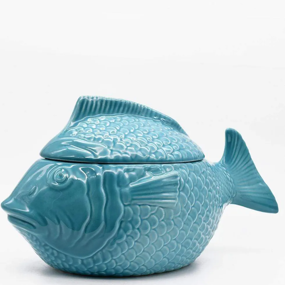 Soupière en céramique en forme de Poisson - Turquoise