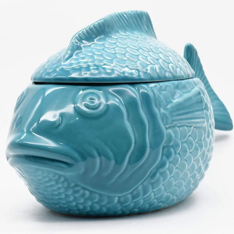 Soupière en céramique en forme de Poisson - Turquoise