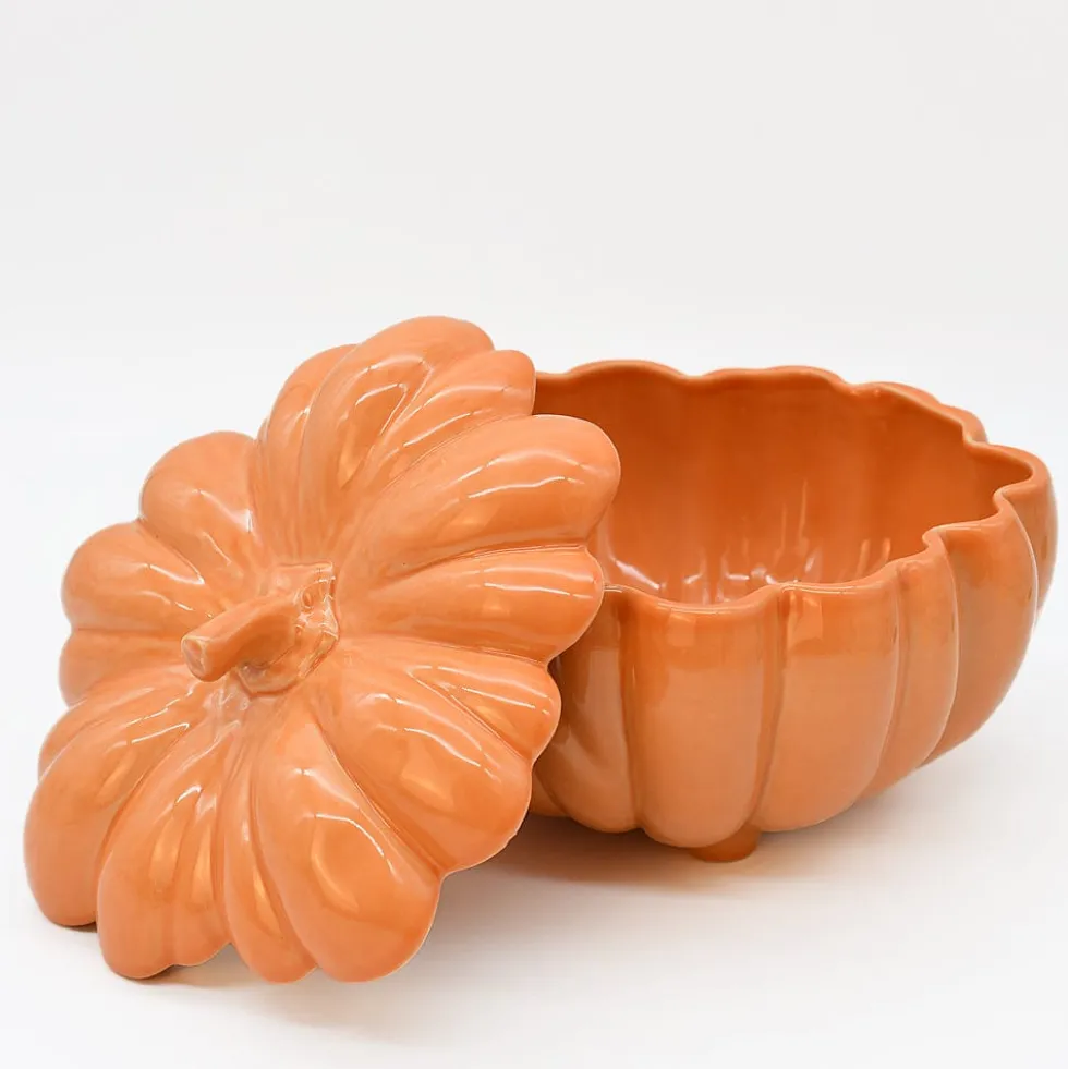 Soupière en grès en forme de citrouille