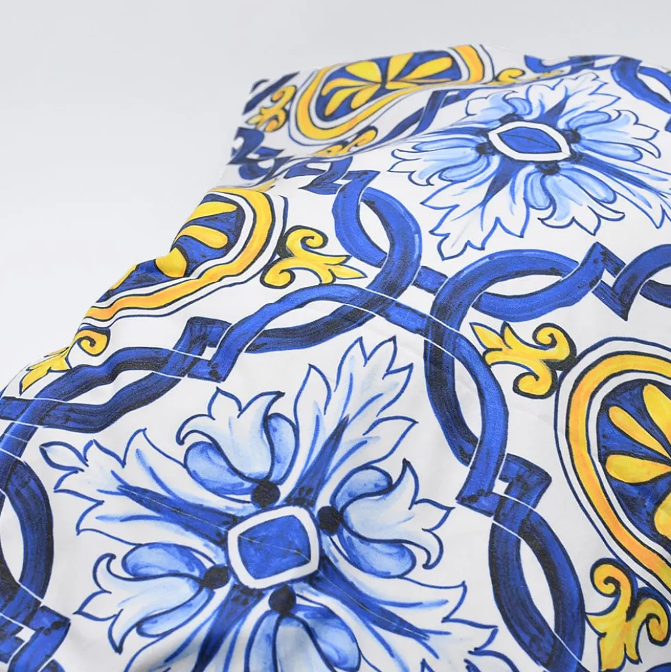 Taie d'oreiller "Azulejos" - Bleu & Jaune
