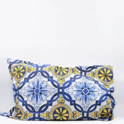 Taie d'oreiller "Azulejos" - Bleu & Jaune