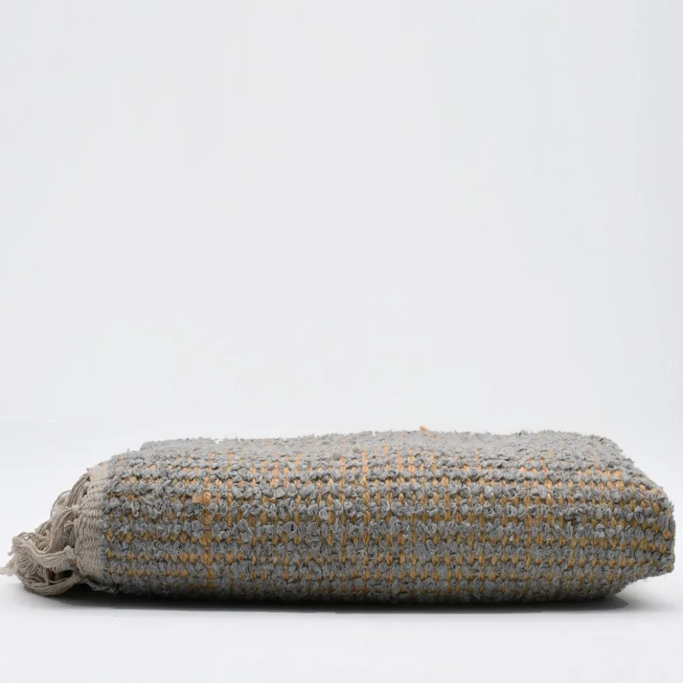 Tapis artisanal en sisal et coton 160x95 - Gris clair