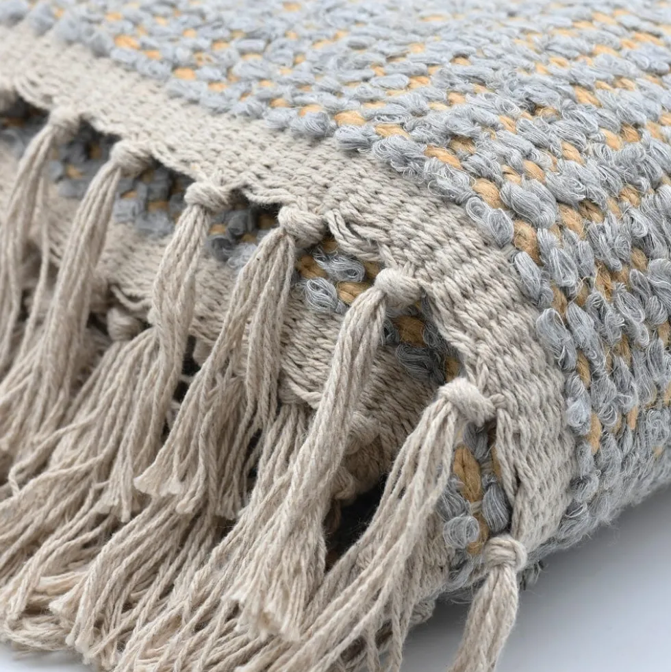 Tapis artisanal en sisal et coton 160x95 - Gris clair