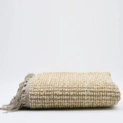 Tapis artisanal en sisal et coton 160x95 - Blanc