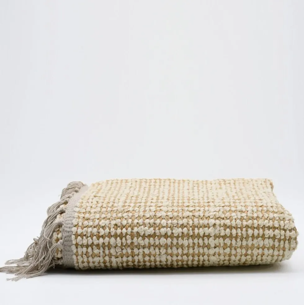 Tapis artisanal en sisal et coton 160x95 - Blanc
