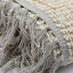 Tapis artisanal en sisal et coton 160x95 - Blanc