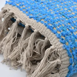 Tapis artisanal en sisal et coton 160x95 - Turquoise
