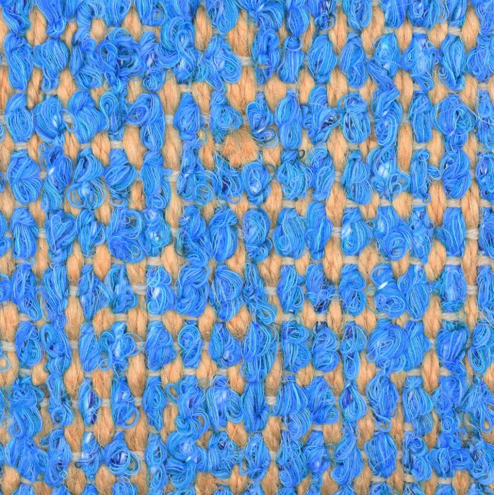 Tapis artisanal en sisal et coton 160x95 - Turquoise