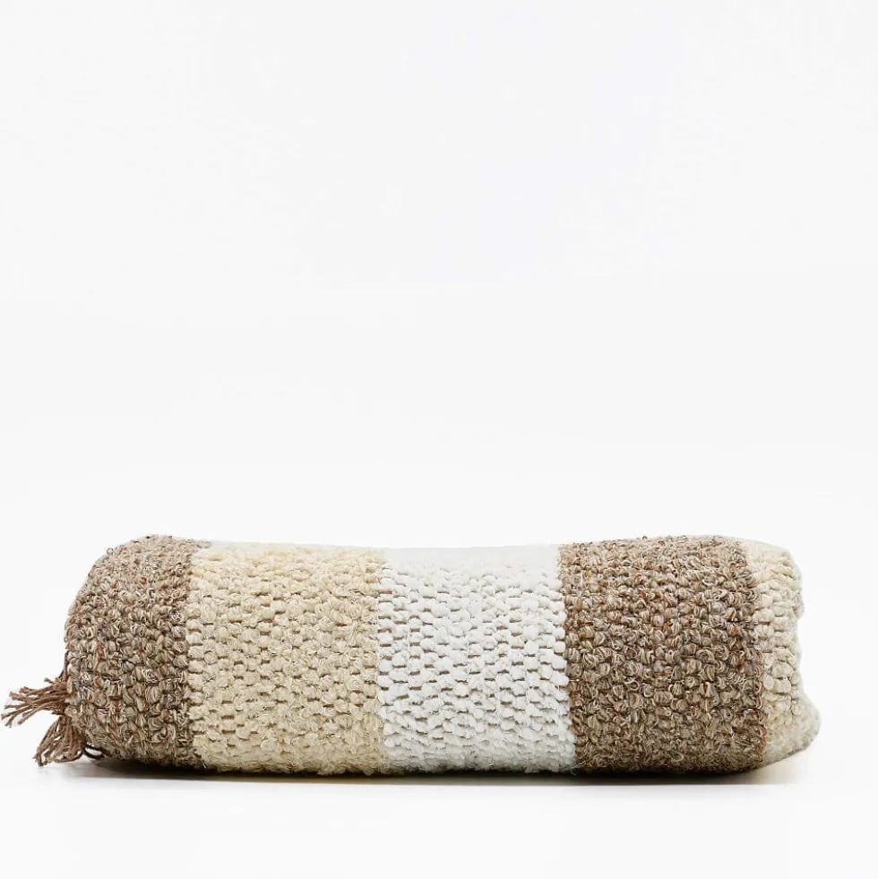 Tapis Artisanal rayé - Blanc. beige. marron