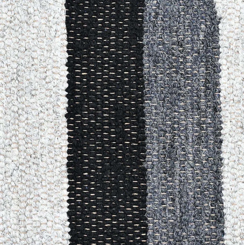Tapis Artisanal rayé - Gris. noir