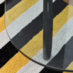 Tapis Artisanal rayé - Noir. jaune. beige