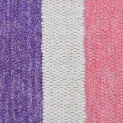 Tapis Artisanal rayé - Rose. violet. beige
