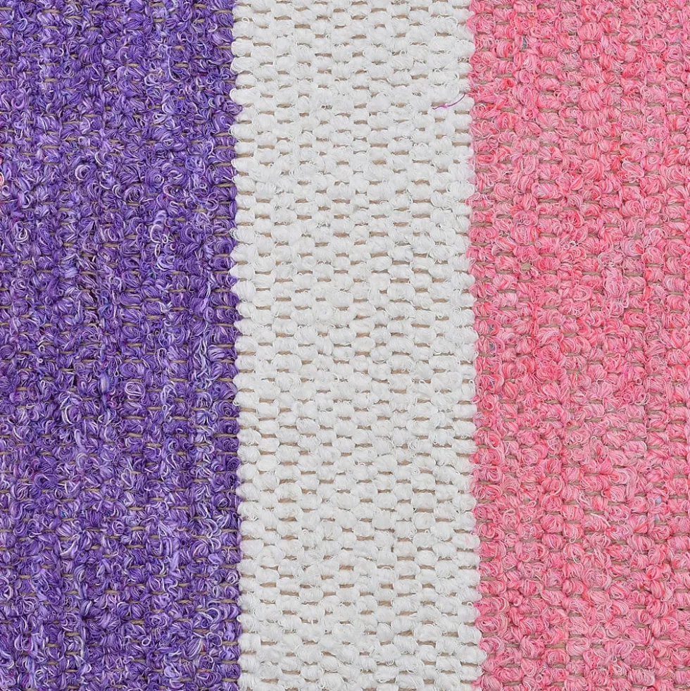 Tapis Artisanal rayé - Rose. violet. beige