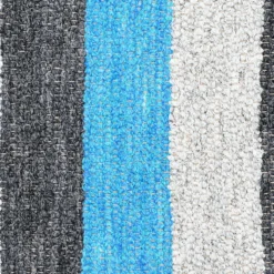 Tapis Artisanal rayé -Turquoise . gris. gris foncé