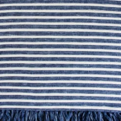 Tapis coton rayé bleu et blanc