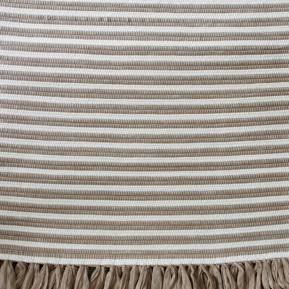 Tapis coton rayé Café et blanc