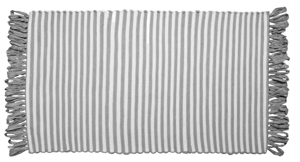 Tapis coton rayé Gris et blanc