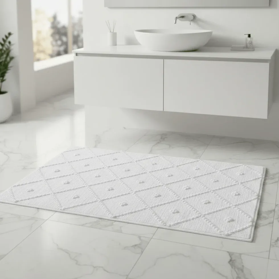 Tapis de salle de bain 100x50 - Blanc