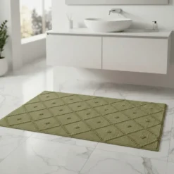 Tapis de salle de bain 100x50 - Vert Kaki