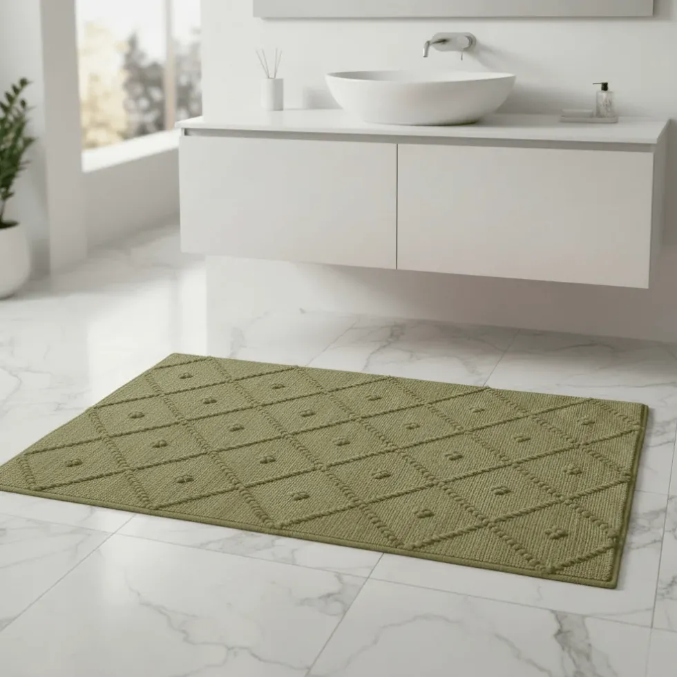 Tapis de salle de bain 100x50 - Vert Kaki