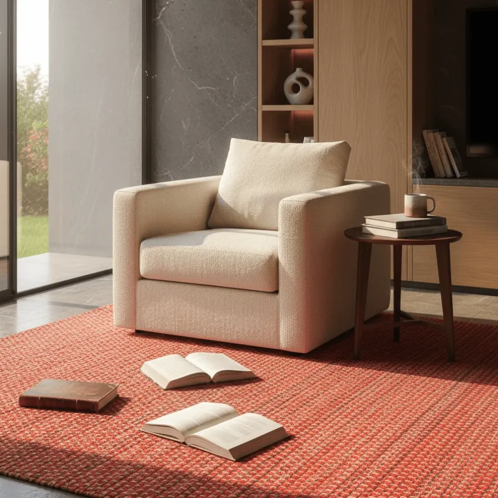 Tapis en fibres mélangées - Rouge