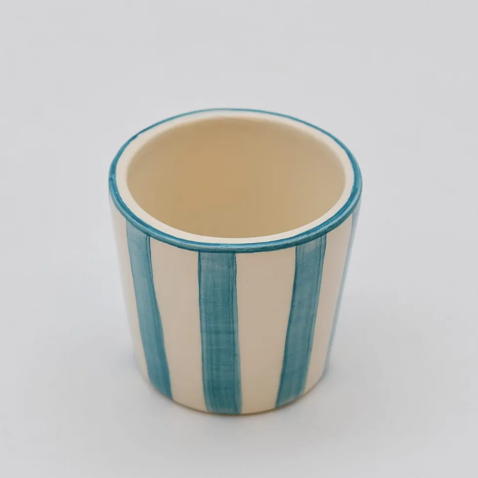 Tasse à espresso rayée "Costa Nova Mar" - Turquoise